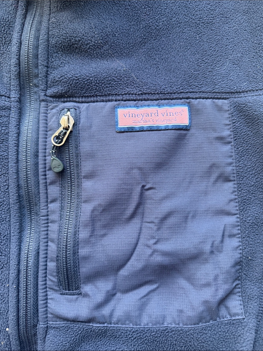 Vineyard Vines Navy Fleece Zip-Up Vest - Picture 3 of 7